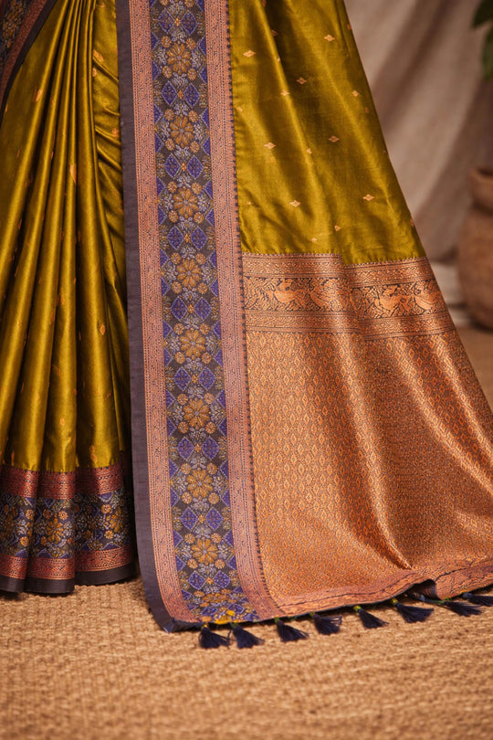 Mehendi Green Soft Silk Woven Work Traditional Saree