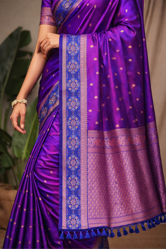 Royal Purple Soft Silk Woven Work Traditional Saree