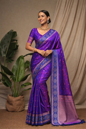 Royal Purple Soft Silk Woven Work Traditional Saree