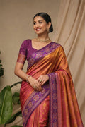 Copper Orange Soft Silk Woven Work Traditional Saree