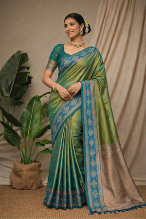Sea Green Soft Silk Woven Work Traditional Saree