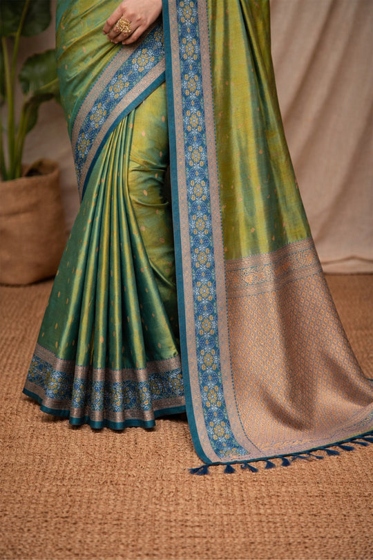 Sea Green Soft Silk Woven Work Traditional Saree