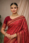 Red Soft Silk Woven Work Traditional Saree