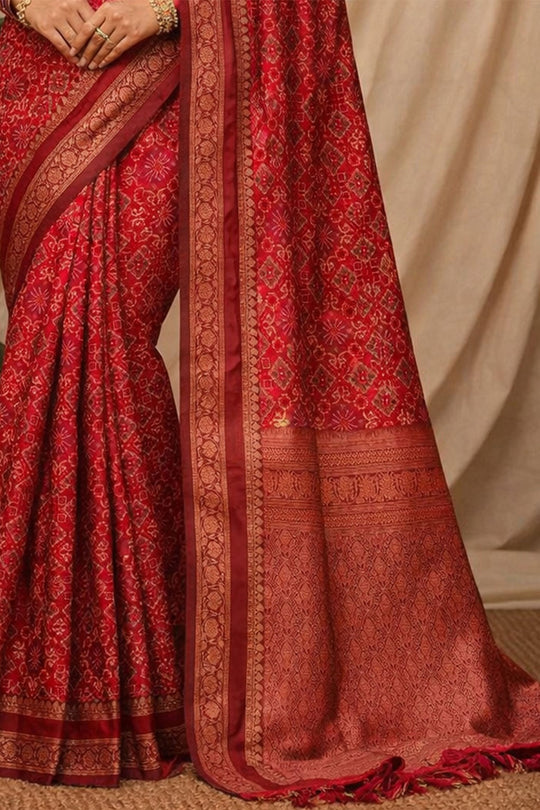 Red Soft Silk Woven Work Traditional Saree