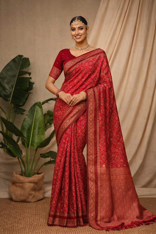 Red Soft Silk Woven Work Traditional Saree