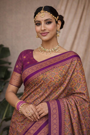 Mustard Gold Soft Silk Woven Work Traditional Saree