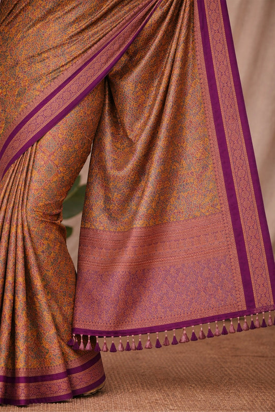 Mustard Gold Soft Silk Woven Work Traditional Saree