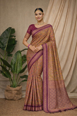 Mustard Gold Soft Silk Woven Work Traditional Saree