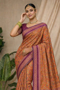 Rust Orange Soft Silk Woven Work Traditional Saree