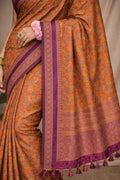 Rust Orange Soft Silk Woven Work Traditional Saree