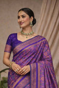 Purple Soft Silk Woven Work Traditional Saree