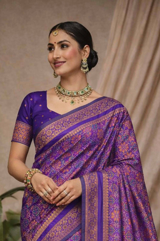 Purple Soft Silk Woven Work Traditional Saree