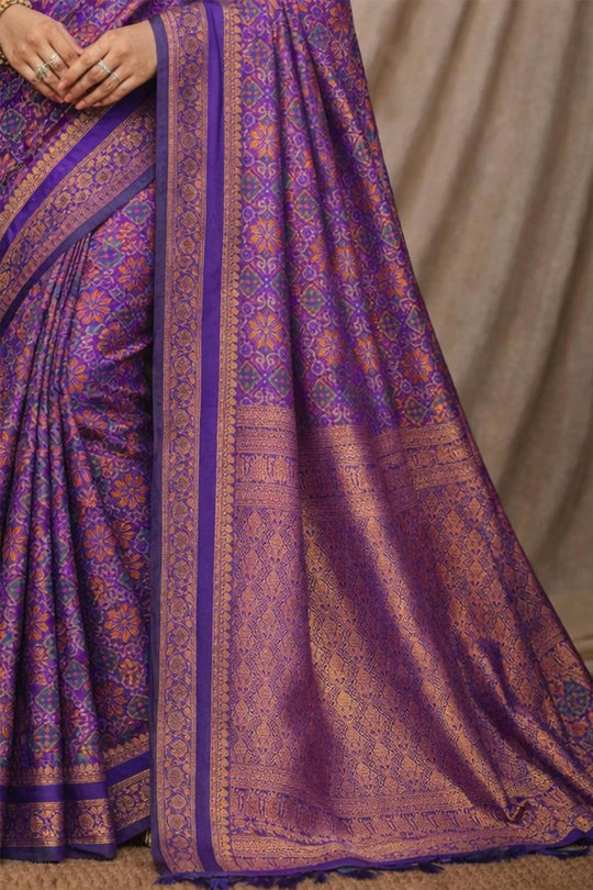 Purple Soft Silk Woven Work Traditional Saree