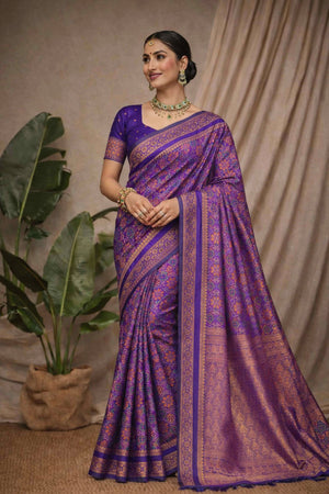 Purple Soft Silk Woven Work Traditional Saree