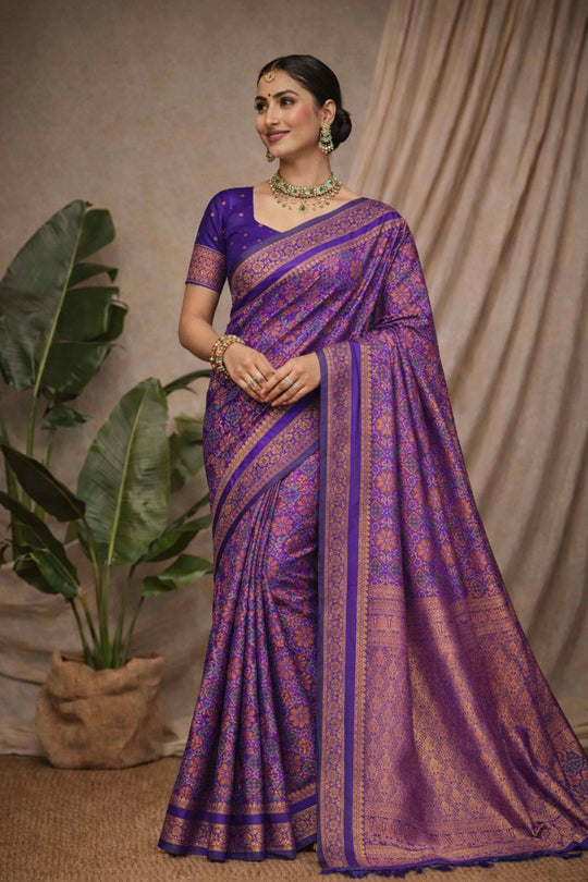Purple Soft Silk Woven Work Traditional Saree