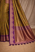 Antique Olive Soft Silk Woven Work Traditional Saree