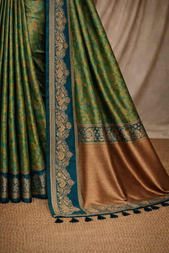 Bottle Green Soft Silk Woven Work Traditional Saree