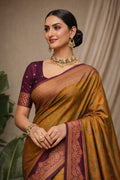 Antique Mustard Soft Silk Woven Work Traditional Saree