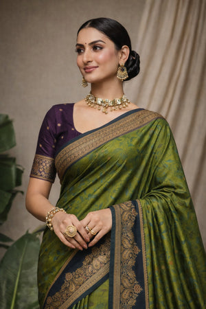 Mehendi Green Soft Silk Woven Work Traditional Saree