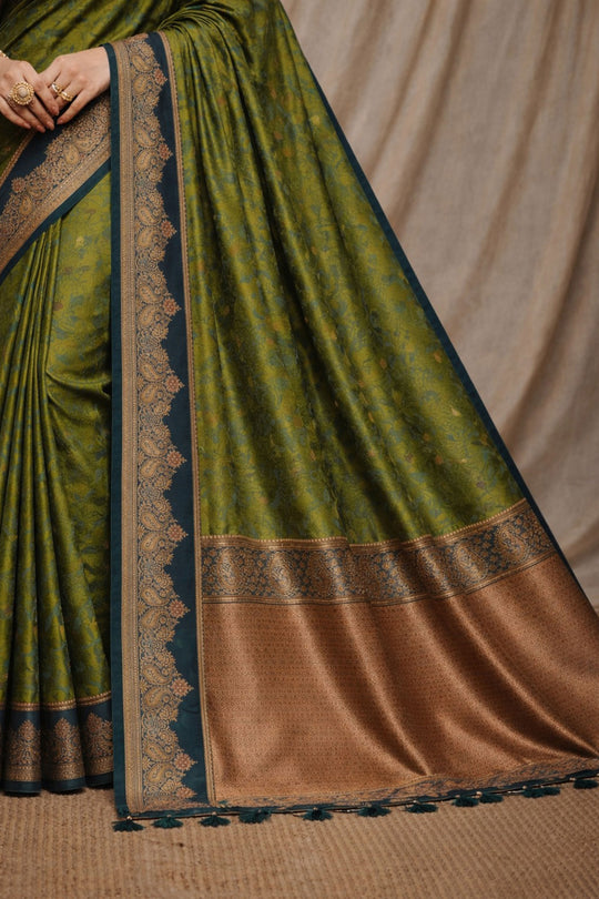 Mehendi Green Soft Silk Woven Work Traditional Saree