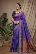 Royal Purple Soft Silk Woven Work Traditional Saree