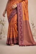 Mustard Orange Soft Silk Woven Work Traditional Saree
