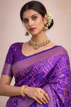 Royal Purple Soft Silk Woven Work Traditional Saree
