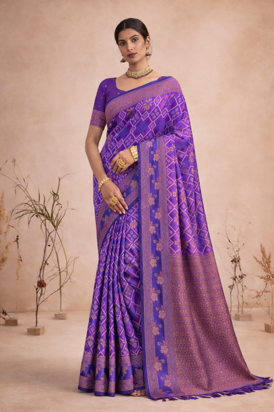 Royal Purple Soft Silk Woven Work Traditional Saree