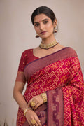 Bright Red Soft Silk Woven Work Traditional Saree