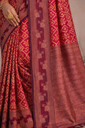 Bright Red Soft Silk Woven Work Traditional Saree