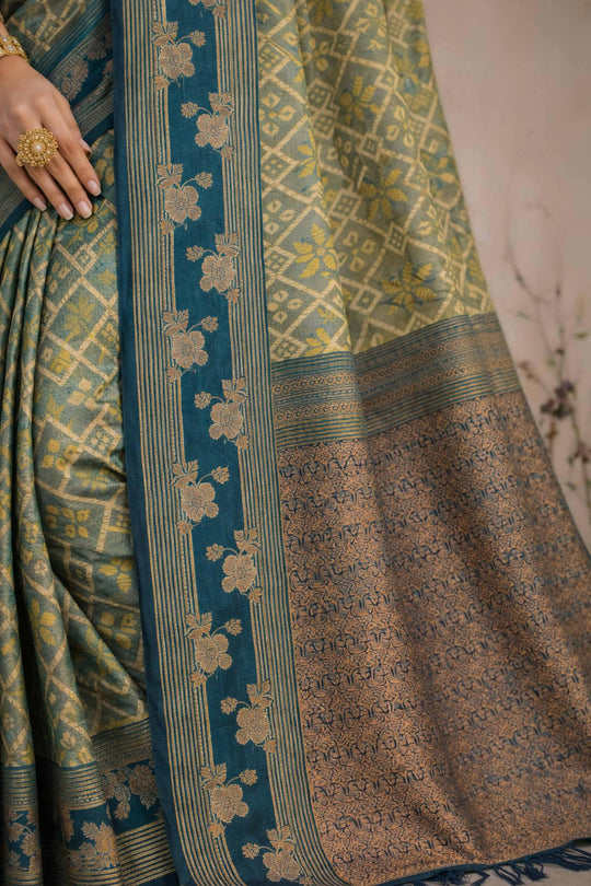 Teal Green Soft Silk Woven Work Traditional Saree