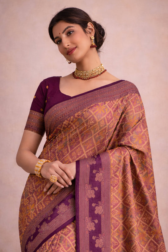 Mustard Gold Soft Silk Woven Work Traditional Saree