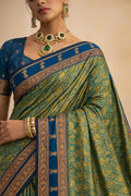 Olive Green Soft Silk Woven Work Traditional Saree