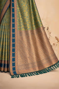 Olive Green Soft Silk Woven Work Traditional Saree