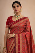 Red Soft Silk Woven Work Traditional Saree