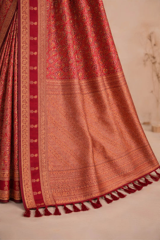 Red Soft Silk Woven Work Traditional Saree