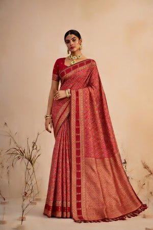 Red Soft Silk Woven Work Traditional Saree