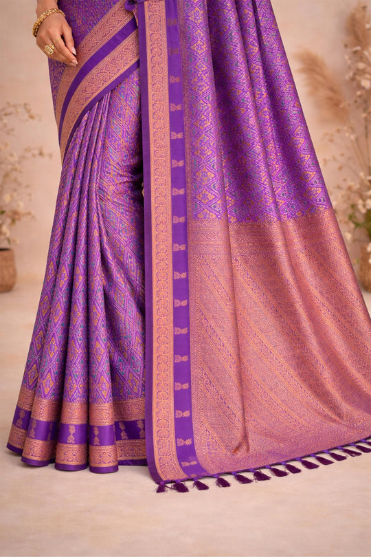 Purple Soft Silk Woven Work Traditional Saree