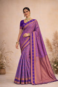 Purple Soft Silk Woven Work Traditional Saree