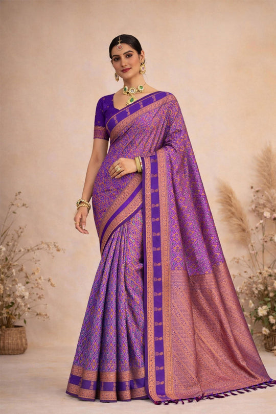 Purple Soft Silk Woven Work Traditional Saree