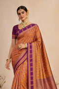 Mustard Orange Soft Silk Woven Work Traditional Saree