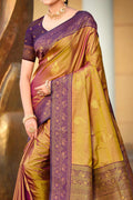 Golden Soft Silk Woven Work Traditional Saree