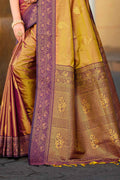 Golden Soft Silk Woven Work Traditional Saree