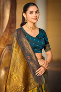 Olive Green Soft Silk Woven Work Traditional Saree