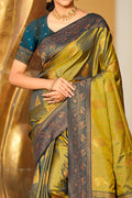 Olive Green Soft Silk Woven Work Traditional Saree