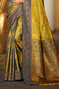 Olive Green Soft Silk Woven Work Traditional Saree