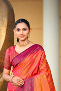 Rani Pink Soft Silk Woven Work Traditional Saree