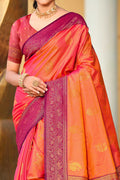 Rani Pink Soft Silk Woven Work Traditional Saree