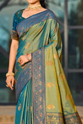 Sea Green Soft Silk Woven Work Traditional Saree