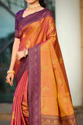 Copper Gold Soft Silk Woven Work Traditional Saree